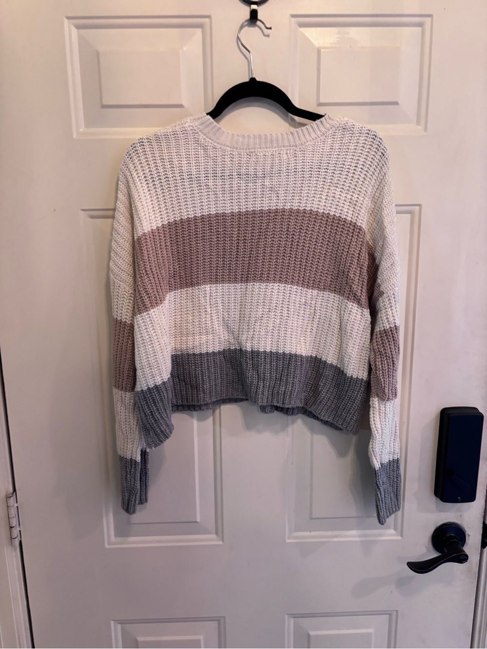 Anthropologie moon & madison Striped Crewneck Sweater in Cream, Taupe & Slate - Picture 4 of 5